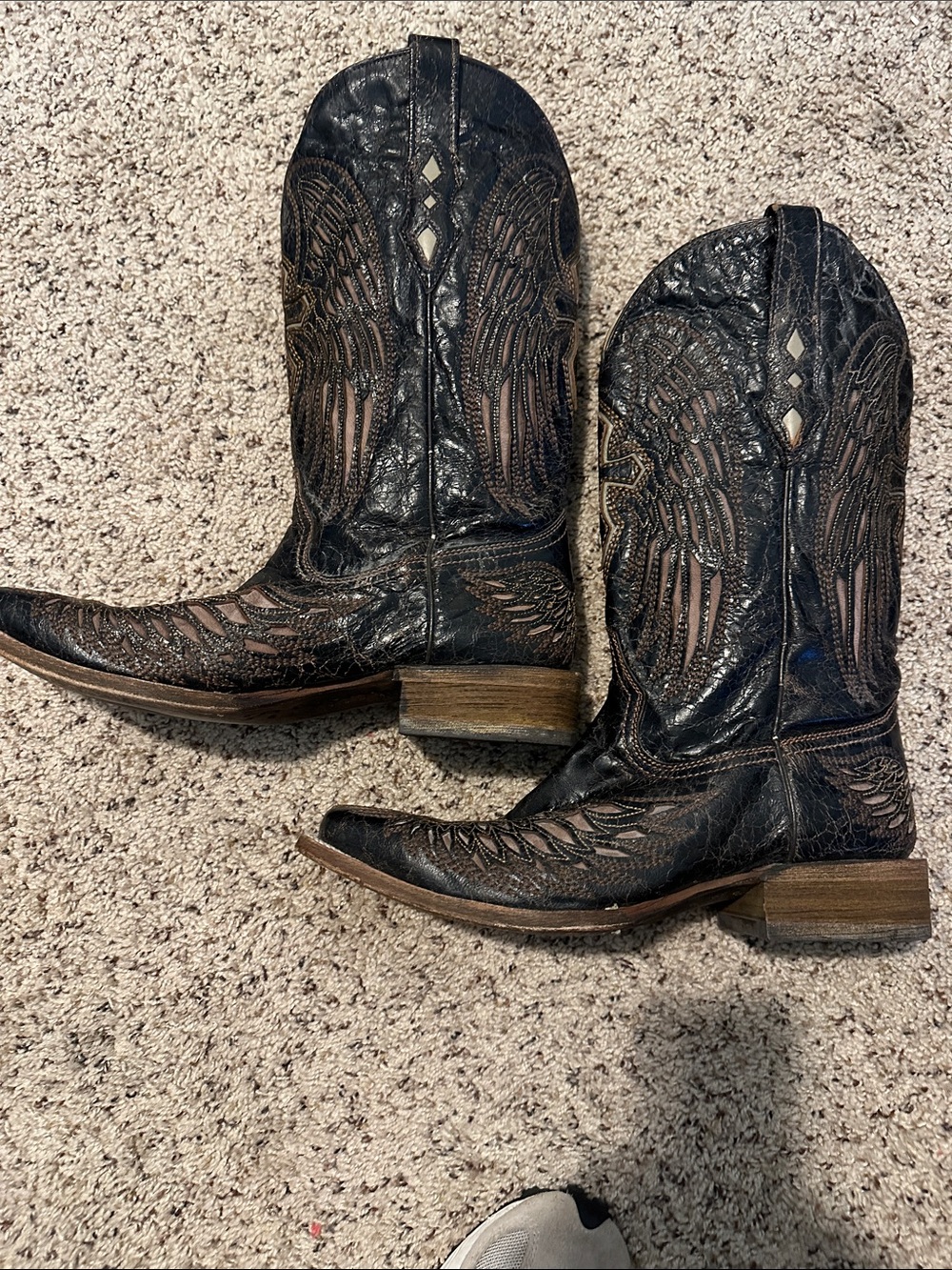 Corral Mens 10.5 D Classic Black Embroidered Western Boots